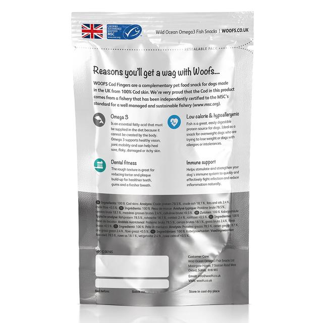 Woofs Cod Fingers Dog Treats - 100% Natural MSC Fish 90g GOODS M&S