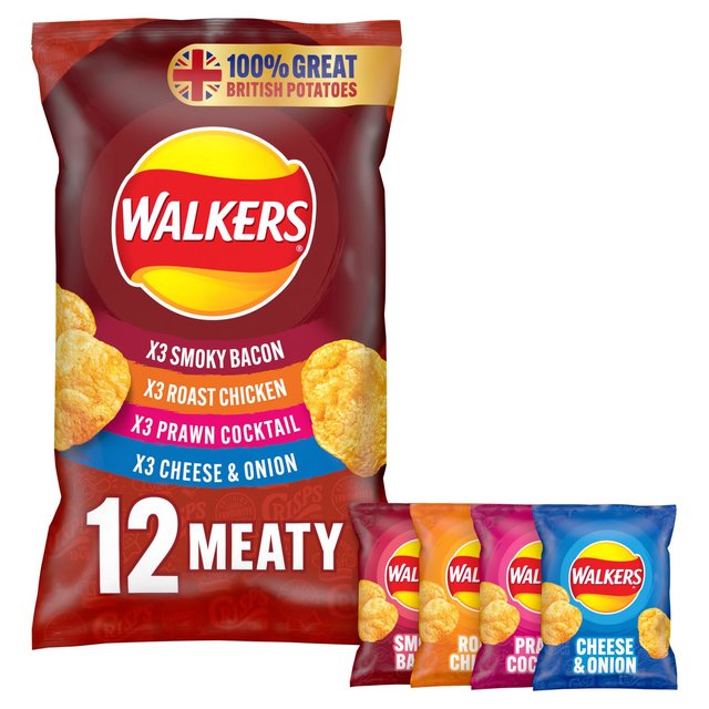 Walkers Meaty Variety Multipack Crisps 12 per pack GOODS M&S