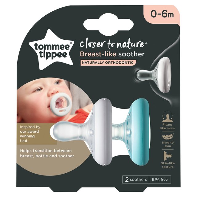 Tommee Tippee 0-6m Breastlike Soothers x2 2 per pack GOODS M&S