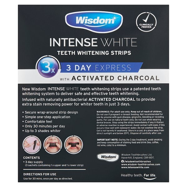 Wisdom Intense White Teeth Whitening Strips Charcoal GOODS Superdrug