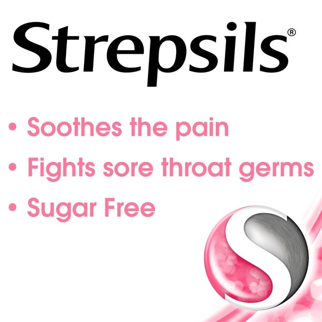 Strepsils Strawberry Sugar Free Sore Throat Lozenges 36 per pack GOODS M&S