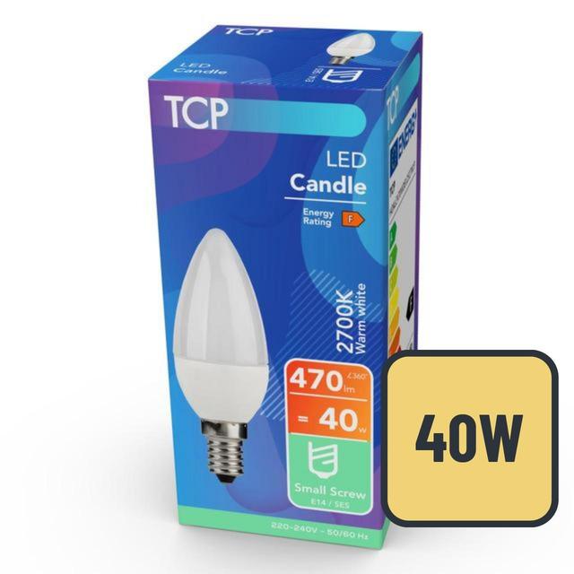 TCP Candle Coated Small Screw 40W Light Bulb GOODS M&S