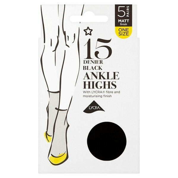 Superdrug 5 Pack 15 Denier Ankle High Lycra Tights - Black GOODS Superdrug