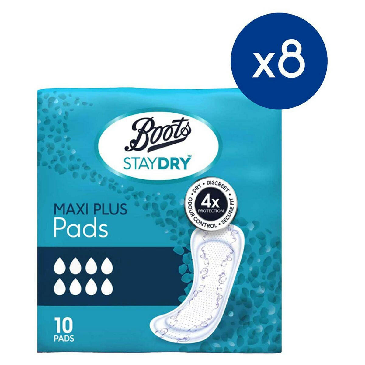 Staydry Maxi Plus Liners for Heavy Incontinence 8 Pack Bundle – 80 Liners GOODS Boots