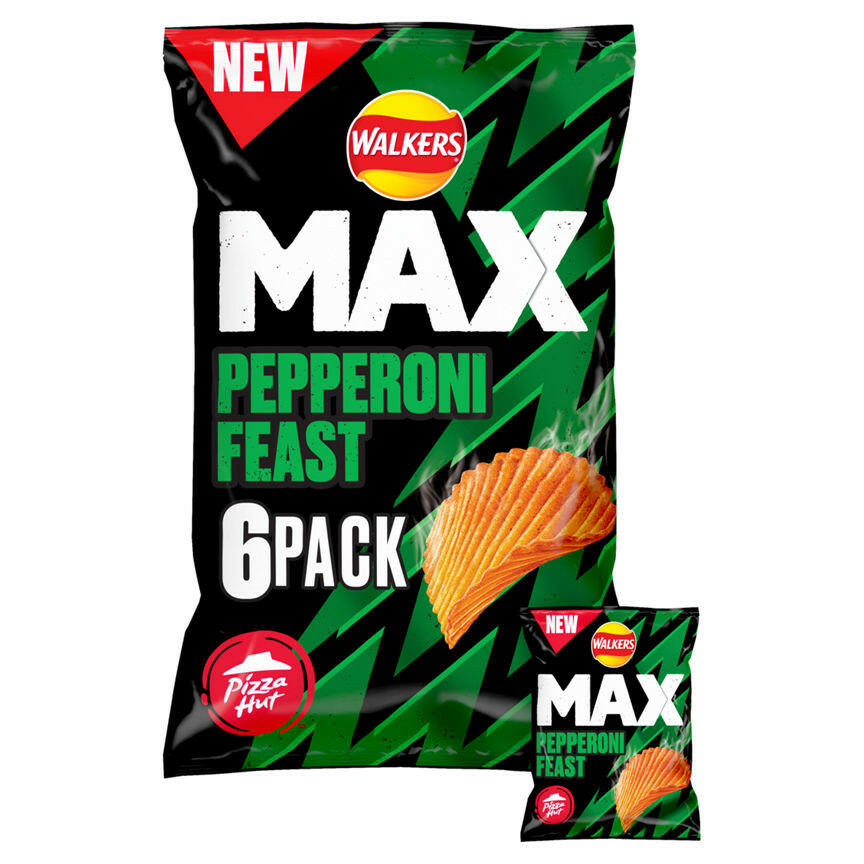 Walkers Max Pizza Hut Pepperoni Feast Multipack Crisps 6x27g GOODS ASDA