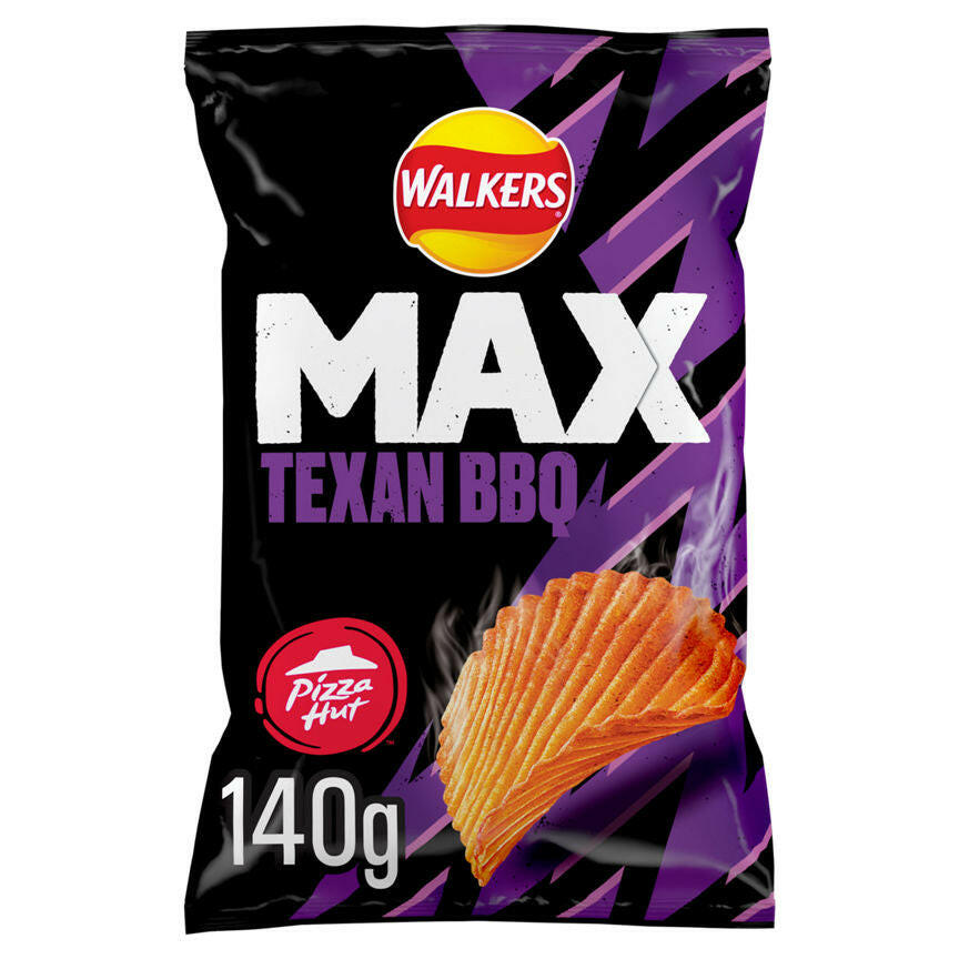 Walkers Max Pizza Hut Texan BBQ Sharing Crisps 140g GOODS ASDA