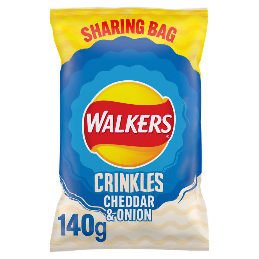 Walkers Crinkles Cheddar Cheese & Onion Sharing Bag Crisps 140g GOODS ASDA