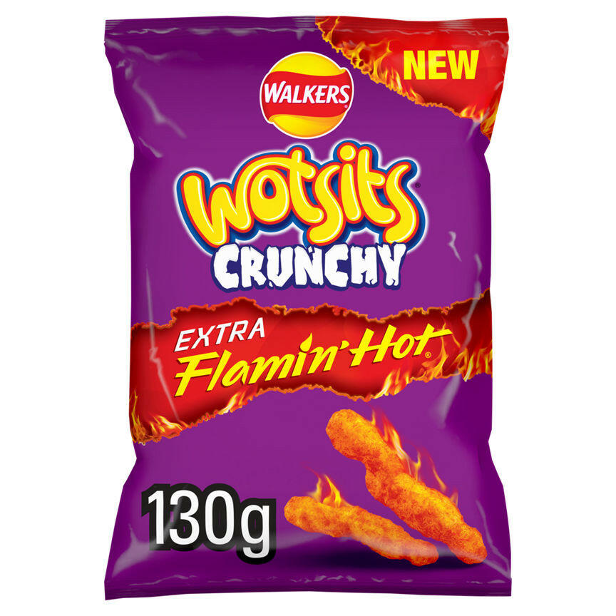 Walkers Wotsits Crunchy Extra Flamin' Hot Sharing Bag Crisps 130g GOODS ASDA