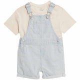 MS Boys 2pc Pure Cotton Striped Bibshort 9-12 Months Blue Mix