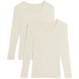 M&S Womens Heatgen Light Thermal Long Sleeve Tops, 2 Pack, 16, Cream 2pk