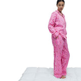 M&S Womens Striped Pyjama Set, 18, Pink