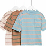 MS Boys 3pk Pure Cotton Striped T-Shirts 6-7 Years Multi