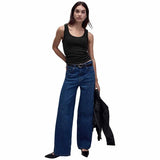 M&S Womens Cotton Rich Ribbed Slim Fit Vest Top, Size 12, Black