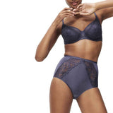 M&S Womens Amelia Lace Full Briefs, 10, Thunder