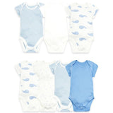 M&S Organic Cotton Patterned Bodysuits, 9-12 Months, Blue Mix