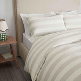 M&S Linen Striped Bedding Set, Super King Size, Natural Mix