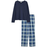 M&S Check Bottoms PJ Set, Large, Navy