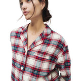 M&S Christmas Womens Checked Revere Pyjama, 8, Ivory