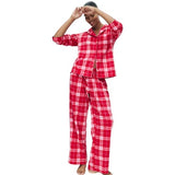 M&S Womens Checked Pyjama Set, XXL, Red & White