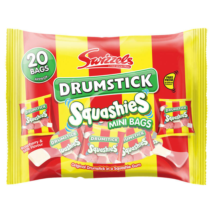 Swizzels Drumstick Squashies Mini Bags Raspberry & Milk Flavour 20 Pack GOODS ASDA
