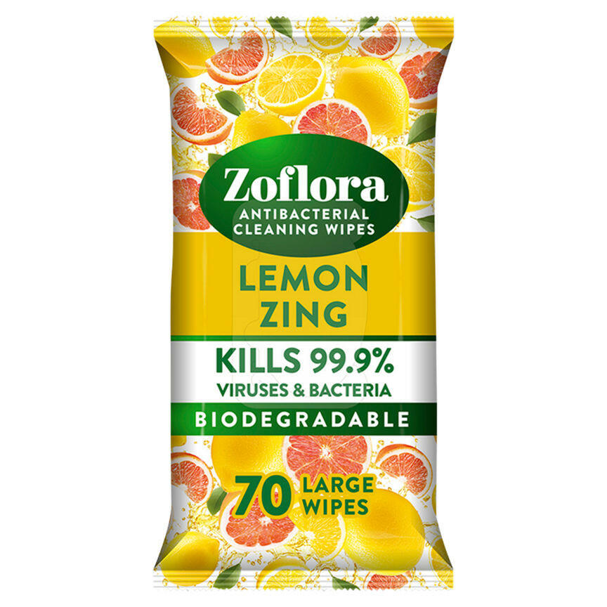 Zoflora Antibacterial Multi-Surface Cleaning Wipes Lemon Zing 70 Large Wipes GOODS ASDA