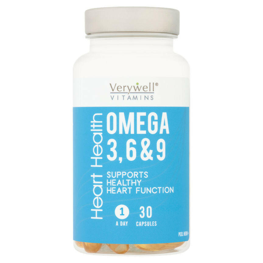 Verywell Vitamins Heart Health Omega 3, 6 & 9 30 Capsules GOODS ASDA