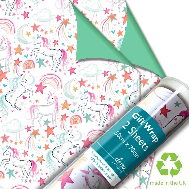 Unicorns Gift Wrap Sheets   2 per pack GOODS M&S