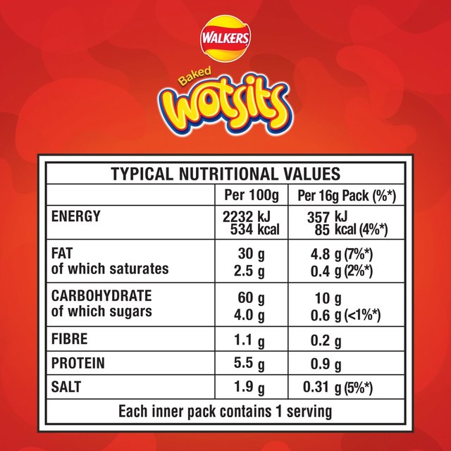Walkers Wotsits Sweet & Spicy Flamin Hot Multipack Snacks 6 per pack GOODS M&S