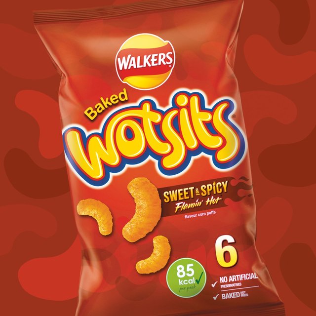 Walkers Wotsits Sweet & Spicy Flamin Hot Multipack Snacks 6 per pack GOODS M&S