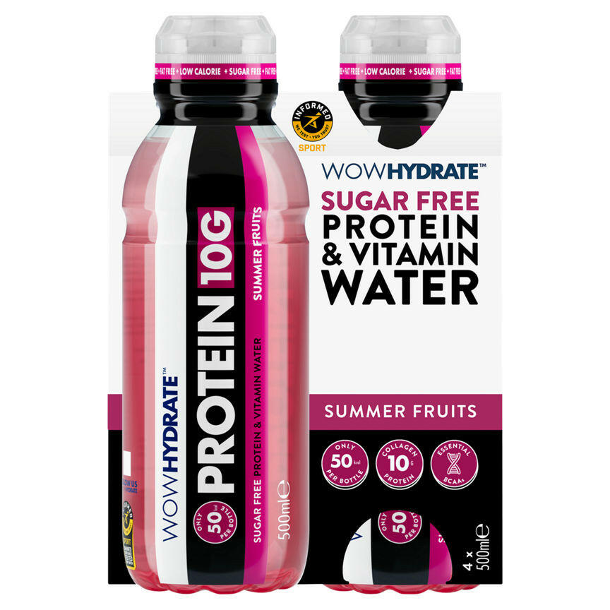 Wow Hydrate Sugar Free Summer Fruits Protein & Vitamin Water Bottles GOODS ASDA