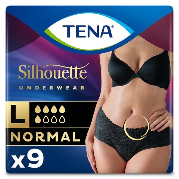 TENA Silhouette Normal Black Incontinence Pants Size Large 9 pack GOODS Superdrug