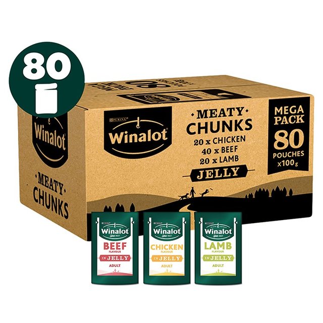 Winalot Meaty Chunks Mixed in Jelly Wet Dog Foody 80 x 100g GOODS M&S