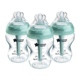 Tommee Tippee Advanced Anti-Colic Baby Bottle, Slow Flow Breast-Like Teat, Vented Anti-Colic Wand, Self-Sterilising, Pack of 3 Baby Accessories & Cleaning Boots