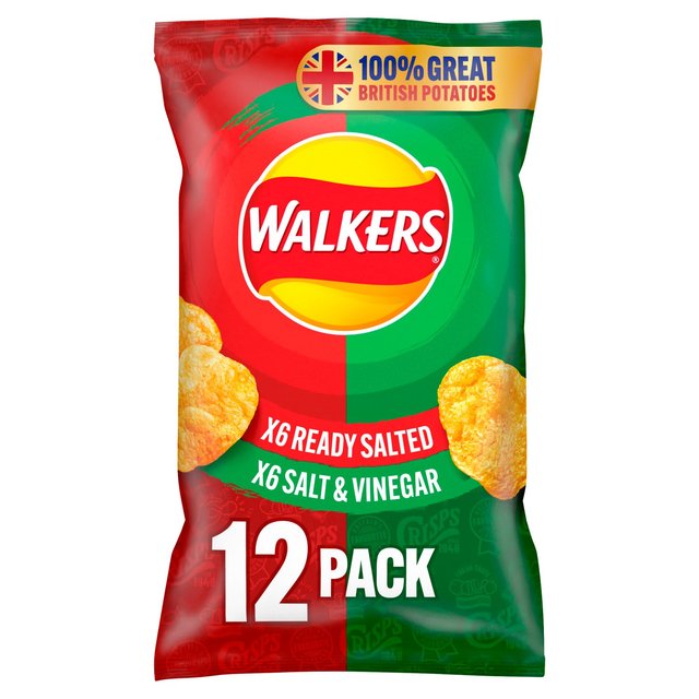 Walkers Ready Salted Salt & Vinegar Variety Multipack Crisps 12 per pack GOODS M&S