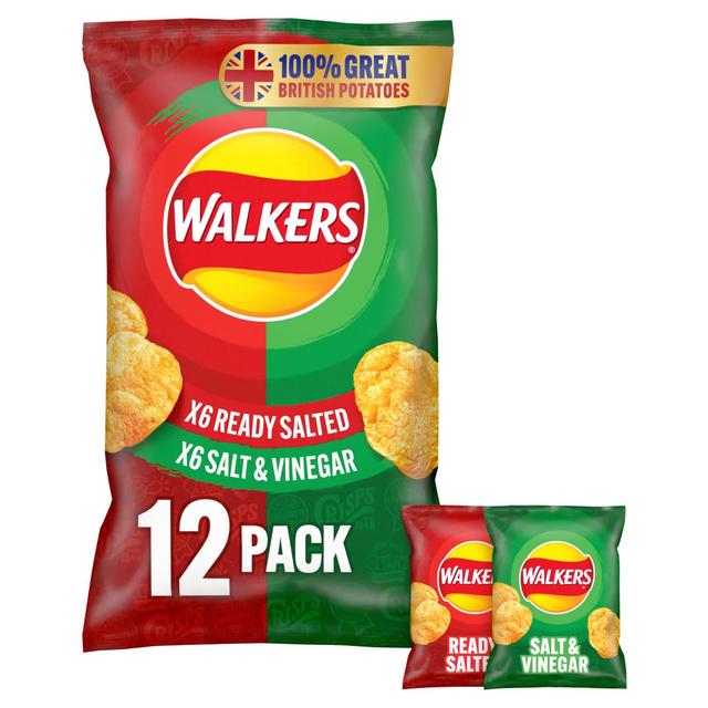 Walkers Ready Salted Salt & Vinegar Variety Multipack Crisps 12 per pack GOODS M&S