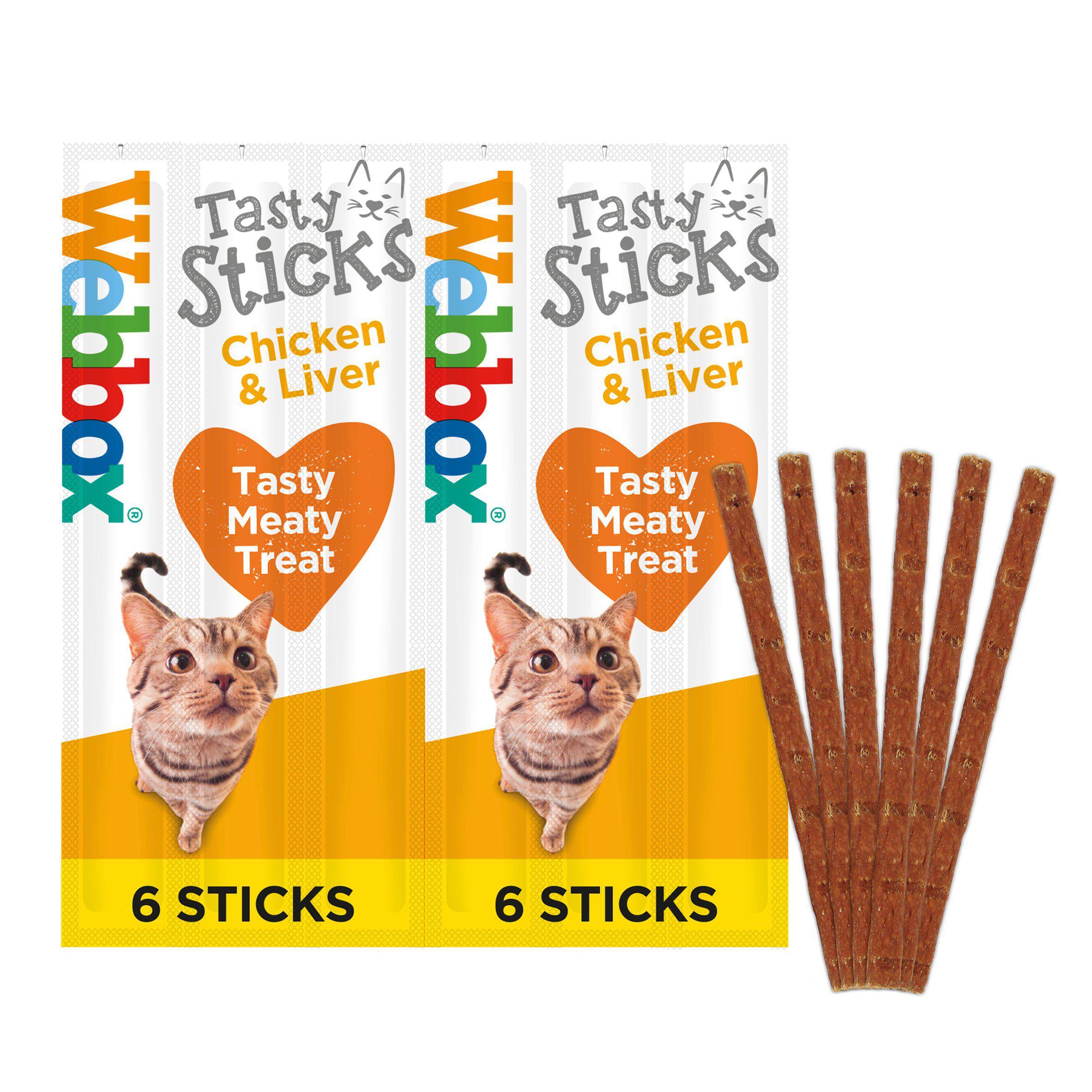 Webbox Tasty Sticks Chicken & Liver Cat Treats x6 30g GOODS Sainsburys