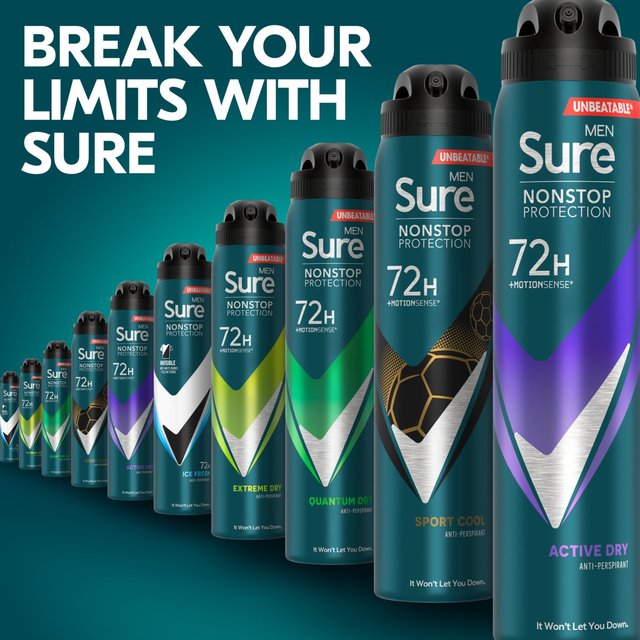 Sure Men 72hr Nonstop Protection Active Dry Antiperspirant Deodorant 250ml GOODS M&S