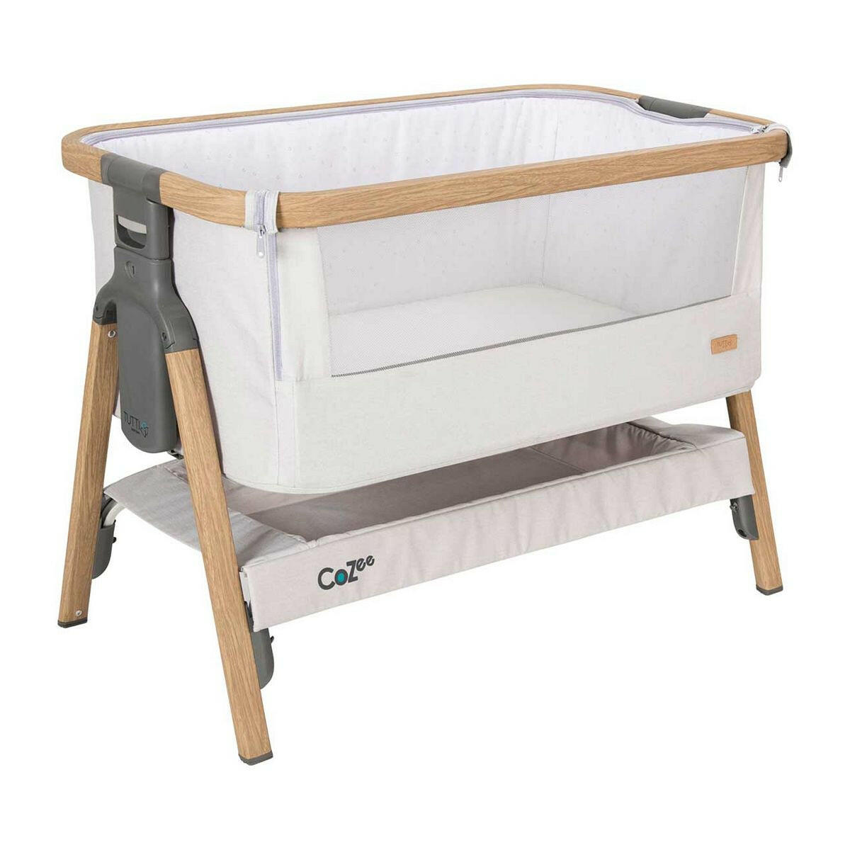 Tutti Bambini Cozee Bedside Crib-Oak/Sterling Silver GOODS Boots