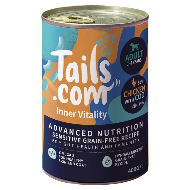 Tails.com Inner Vitality Sensitive Grain Free Dog Wet Food Chicken & Cod 400g GOODS M&S