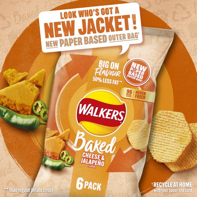 Walkers Baked Cheese & Jalapeno Multipack Snacks 6 per pack GOODS M&S