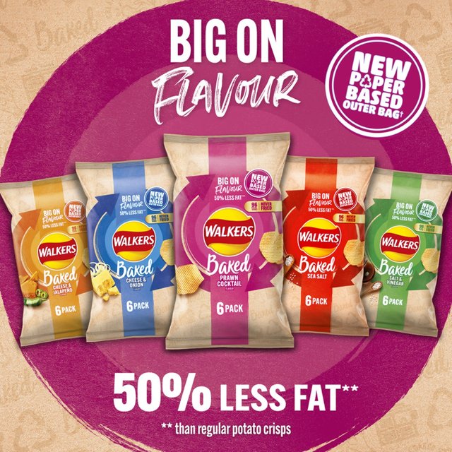 Walkers Baked Prawn Cocktail Multipack Snacks 6 per pack GOODS M&S