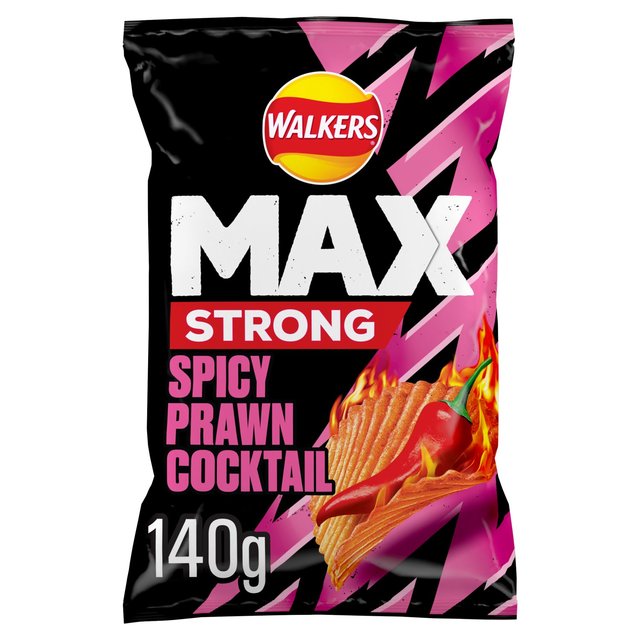 Walkers Max Strong Fiery Prawn Cocktail Sharing Bag Crisps 140g GOODS M&S
