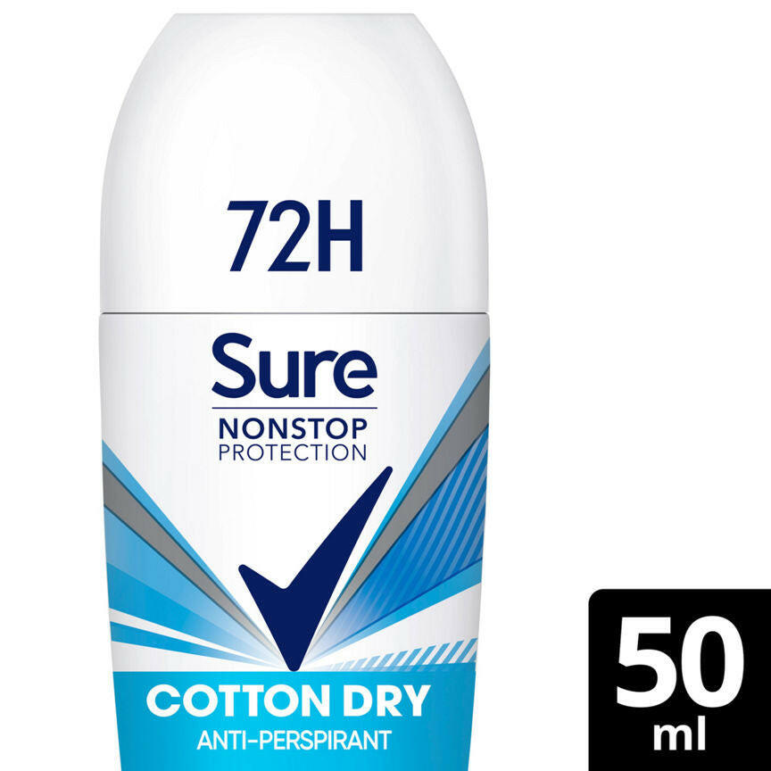 Sure Women Antiperspirant Deodorant Roll On Nonstop Cotton Dry GOODS ASDA