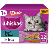 Whiskas 1+ Adult Wet Cat Food Pouches Surf & Turf Duo in Jelly 12 x 85g GOODS M&S