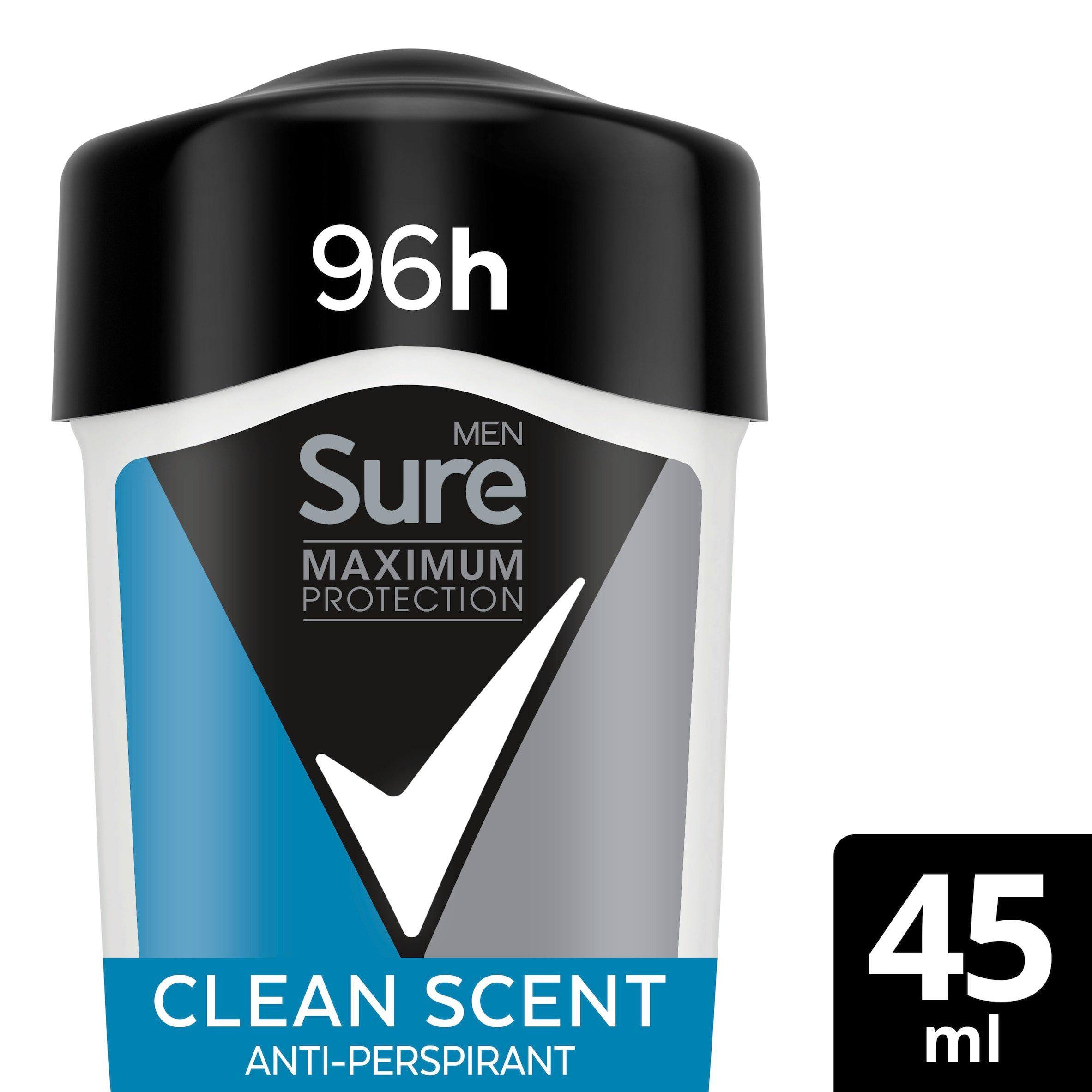 Sure Men Maximum Protection Anti-Perspirant Cream Stick Deodorant, Clean Scent 45ml deodorants & body sprays Sainsburys