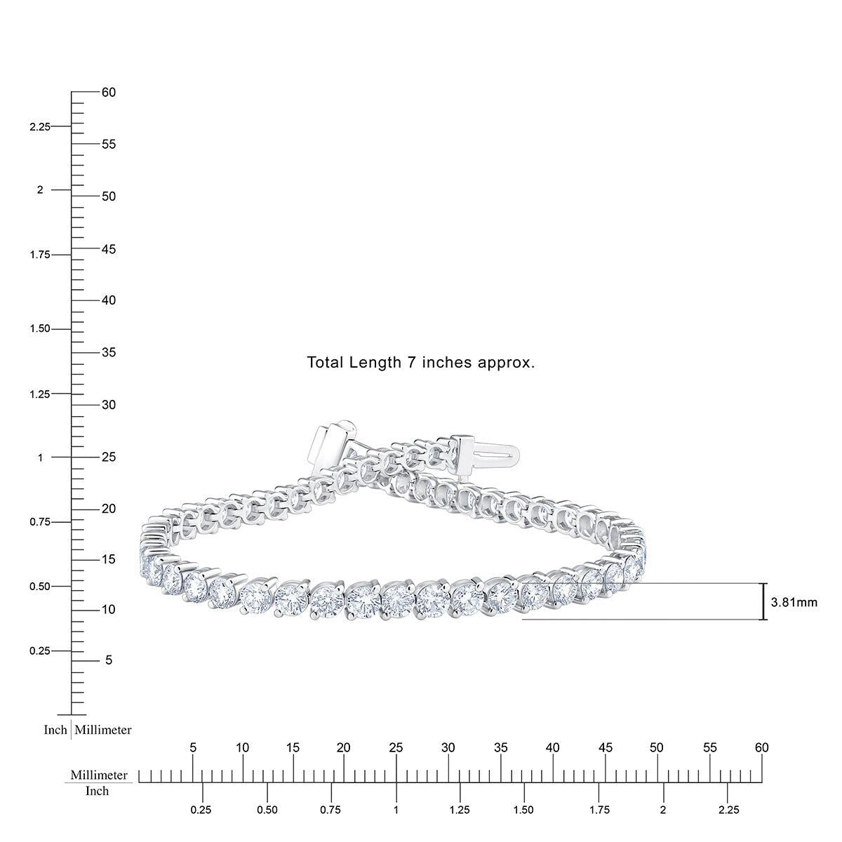 6.00ctw Round Brilliant Cut Diamond Tennis Bracelet, 18ct White Gold - McGrocer