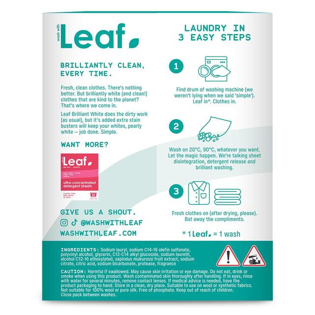 Wash with Leaf Brilliant White 25 Sheets 25 per pack GOODS M&S