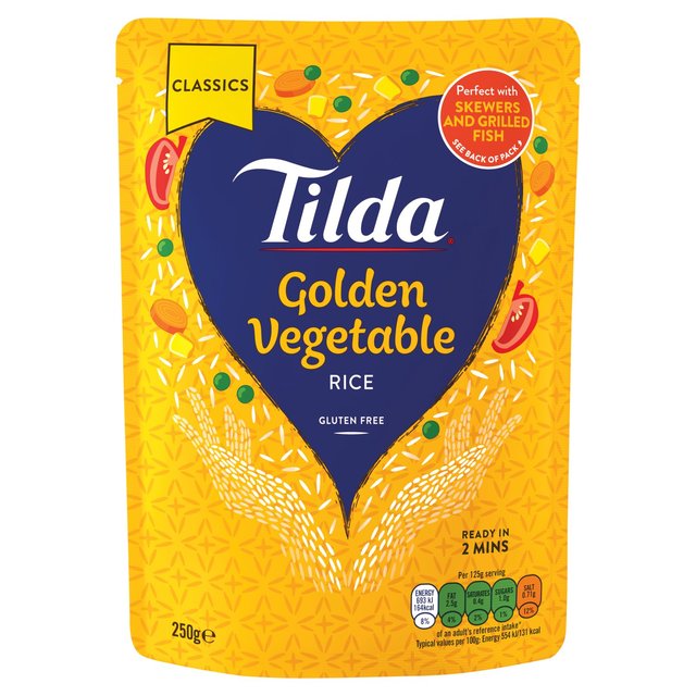 Tilda Microwave Golden Vegetable Long Grain Rice 250g GOODS M&S