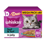 Whiskas 1+ Adult Wet Cat Food Pouches Surf & Turf Duo in Jelly 80 x 85g GOODS M&S