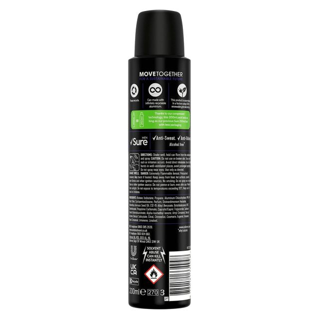 Sure Men Antiperspirant Deodorant Active Dry Aerosol 200ml GOODS M&S